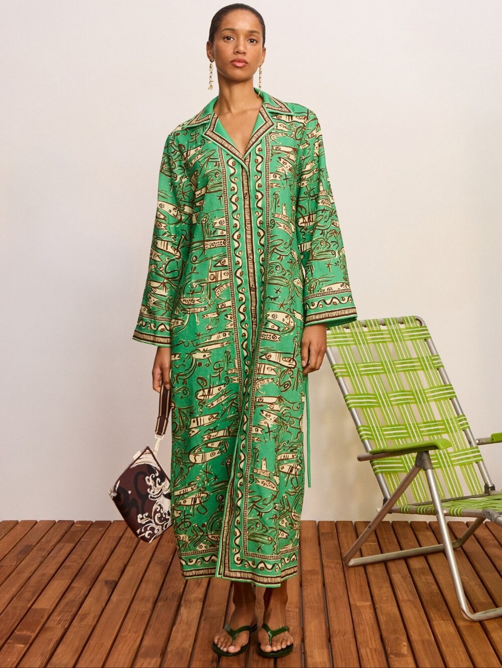 ALEMAIS Fish Sticks Shirtdress - Green
